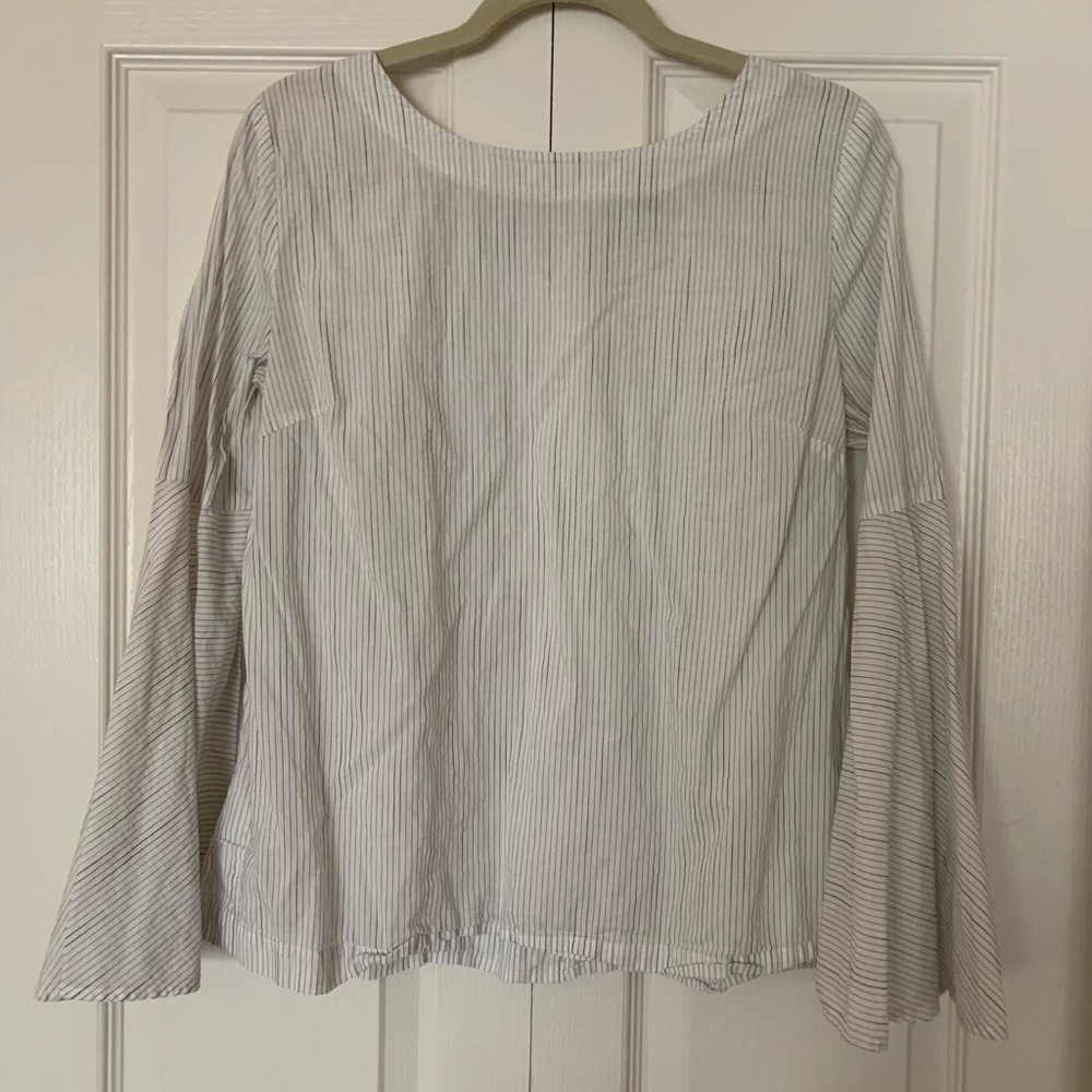 LOFT Bell Sleeve Striped Blouse